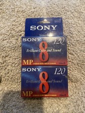 New 2 Pk SONY standard grade MP Video 8 brilliant color sound 120 min Blank Tape