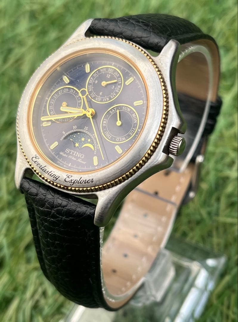Casio Sting Moon Phase Dress Watch Mens Vintage 37mm wrist 19cm | eBay