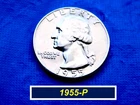 1955-P Washington Quarter  ➪  "AU"  with Uncirculated Details  ➪ 255.