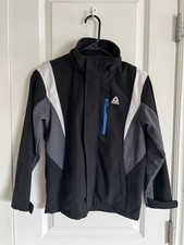 Reebok Boys Black/Gray/Blue Colorblock Full Zip Short Jacket Stand Collar