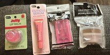 Beauty Self Care Lot NWT Lip Balm Cuticle Serum Manicure Set Kabuki Brush Pink