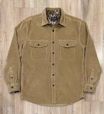 PENDLETON Men s Button-Up Long-Sleeve Corduroy Shirt Medium Khaki
