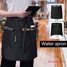 Waist Aprons 3 Pockets Waitress Server Waiter Apron for Women Men Black
