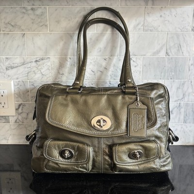 Vintage COACH Limited Edition Peyton Archive Legacy Satchel Grey Patent Leather