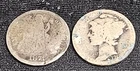 1917 ? Silver Mercury Winged Liberty Dime and a 1874 Seated Liberty Dime