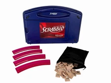 Hasbro Scrabble 2010 Deluxe Edition Blue Board Game 16807 Plastic Case Travel