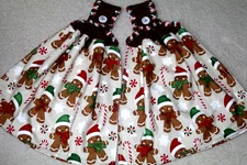 2 Double Crochet Premium Hanging Kitchen Towels ~ CUTE GINGERBREAD MEN