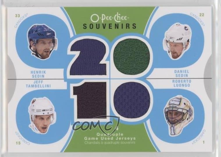 2010-11 O-Pee-Chee Souvenirs Quadruple Game Used Jerseys Henrik Sedin Daniel x4f