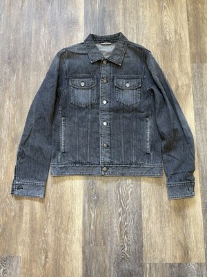 Men s Black Denim Selvedge Trucker Jacket, Size Medium, New, 100% Cotton