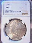 1886 Morgan Silver Dollar NGC MS63 Very Sharp Coin Great Eye Appeal