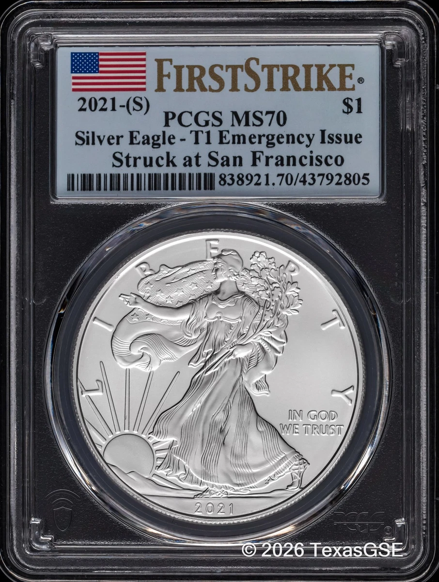PCGS Certified American Eagle MS 70 Silver Bullion Coins for sale