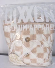 Dixxon Flannel Company Sherpa Cardigan Tan White Checkered Women's Size L New