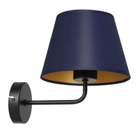 Wandleuchte Blau Gold Stoff B:20 Cm E27 Blendarm Konisch Wandlampe Wohnzimmer
