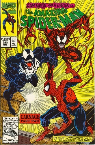 Amazing Spider-Man, The #362 VF/NM; Marvel | Carnage - Venom 1st Print - w/Bag+B