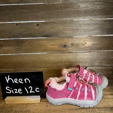 New NWOB Little Kids Keen Newport Pink Suede Fur Trimmed Outdoor Shoes Size 12 C