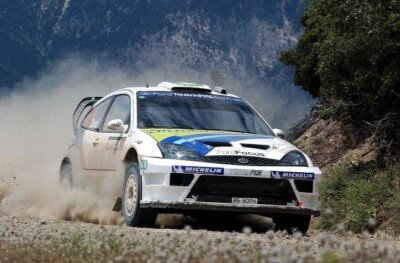 Francois Duval with co-driver Jean-Marc Fortin Ford Focus WRC04 on - Old Photo 2
