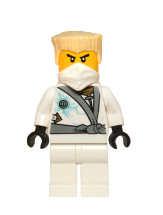 LEGO Ninjago: Zane minifigure - Rebooted (white Ninja) with  blue-transparent techno blade : : Toys & Games