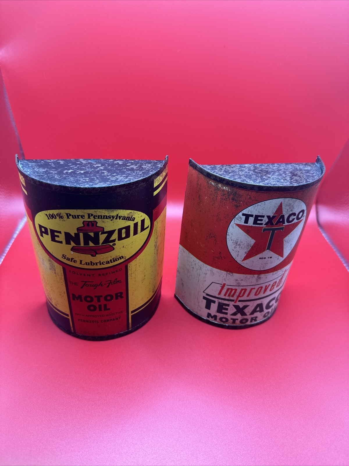 Vintage Style TEXACO And Pennzoil Half Oil Can Metal Wall Decor eBay