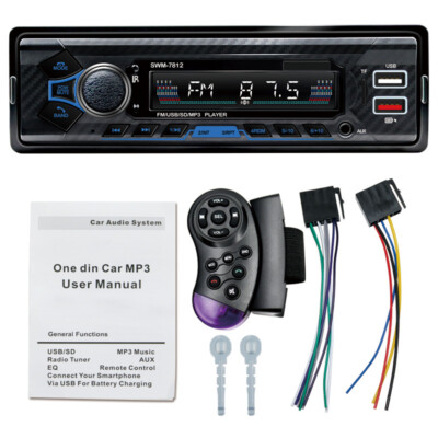 Stereo Bluetooth Car Radio Player AUX-IN 1Din FM W/Steering Wheel Remote Control