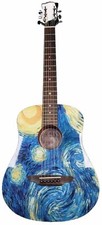 Luna Safari Starry Night Travel Guitar W/gig Bag - Finish Cracks At Neck Heel