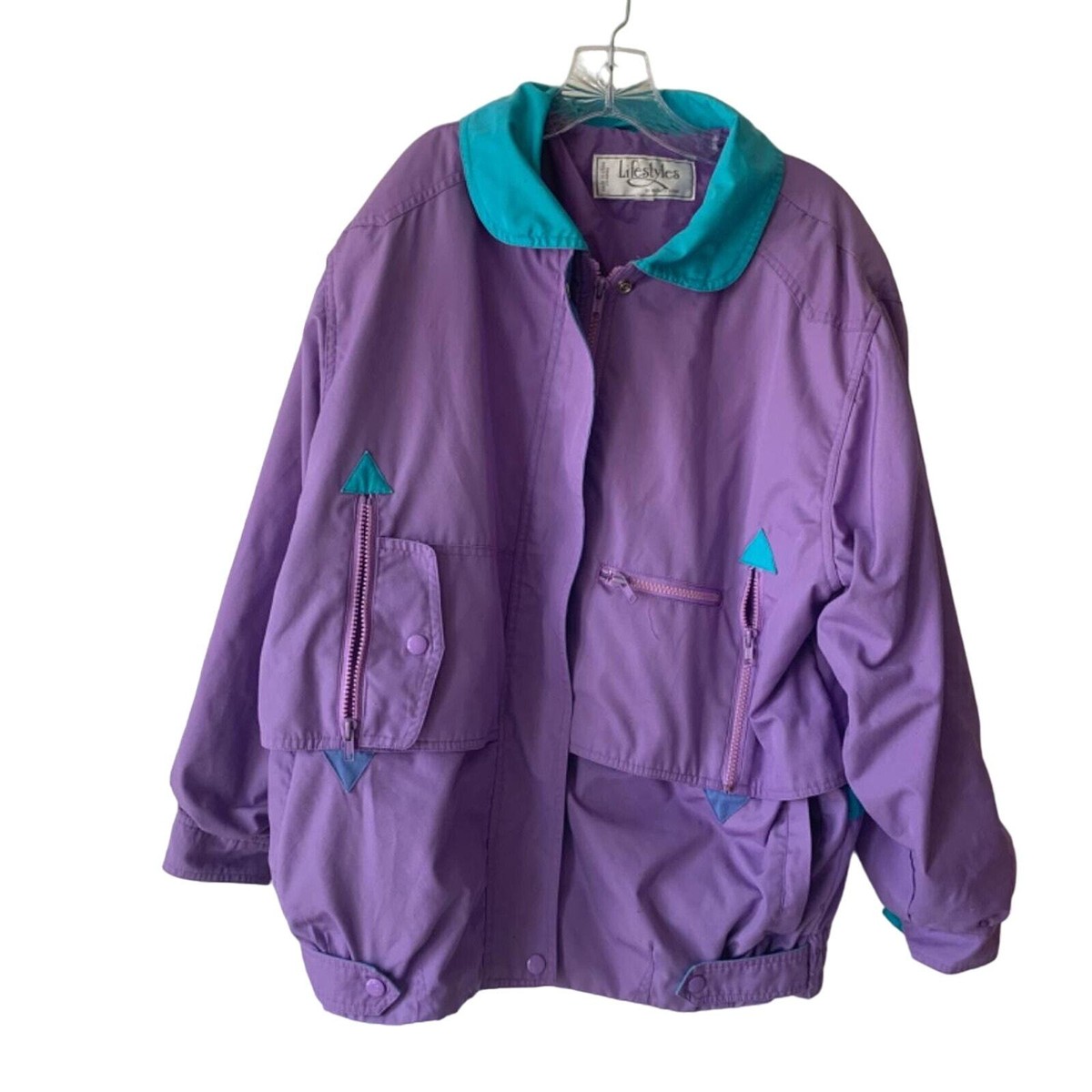 Vintage 90s Lifestyles Purple and Teal Grandma Jacket Size Medium
