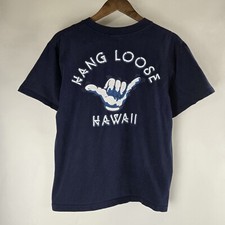 Vintage 80's Hang Loose Hawaii T Shirt Size XL Blue 1984 Hawaiian Made In USA
