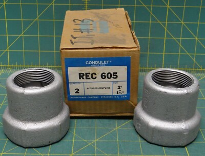 2 Crouse Hinds Reducer Coupling Threaded Adapters PN: RED 605 2'' to 1 1/2''