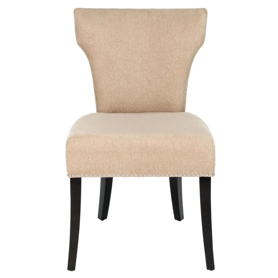 Juego de 2 sillas laterales SAFAVIEH Jappic 22""H KD plateadas con cabeza de clavo | trigo | Foto 3 de 4