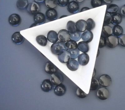 12 Vintage WEST GERMAN Montana Blue Bombe Glass Cabochons ROUND 18mm Unfoiled