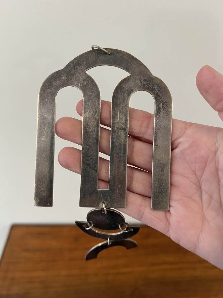 Sterling Silver MCM Sculptural Mobile Necklace Pendant Vintage Mod