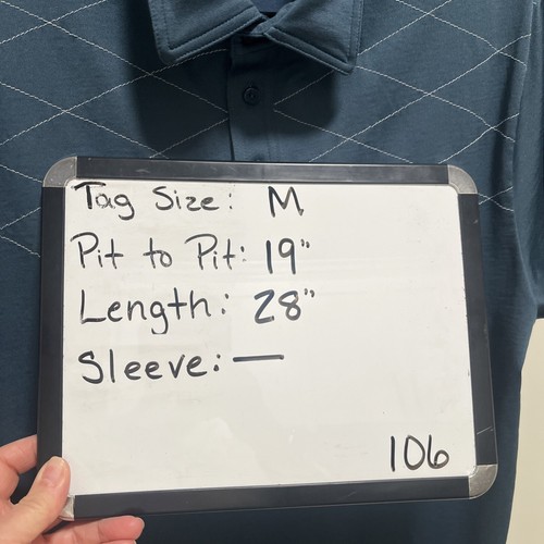 Travis Mathew T-Shirt Men's Size M Dusty Blue Collared Logo Geometric Stitching - Picture 2 of 6