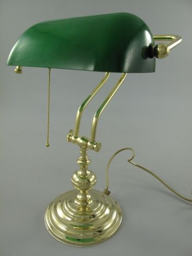 Tischlampe Bankerlampe Jugendstil Schreibtischlampe Antik Messing Grün - Bild 1 von 4