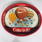 Vintage Coca Cola Serving Tray - Oval, Hot Air Balloons “Coke Is It!” 15” X 12”