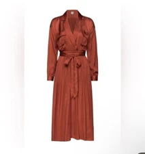 NEW Misa Los Angeles Blair Dress Women size Medium Midi Long Sleeve Satin Event