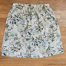 Vintage Tropical Floral Skirt Womens Plus Size 2X/3X 39-43" Elastic Waist 1990s