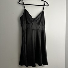 SHEIN Curve Strapy Black Satin Dress Y2K Size XL