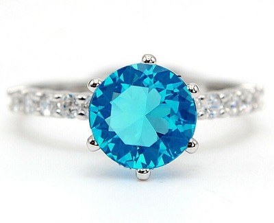 Ring 2 kt Blautopas & Weißtopas 925 massiv echt Sterlingsilber Größe 8 MK1-2