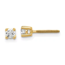 14k Yellow Gold 1/5 Ct Lab Grown Diamond 4-Prong 3mm Solitaire Stud Earrings