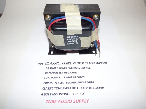 CLASSIC TONE NOS BASSMAN OUTPUT TRANSFORMER, 4 OHM ONLY,  PAPER LAYER, USA