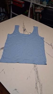 Anko Sleep Blue Ribbed Henley Pajama Tank Top