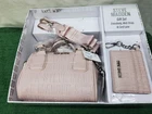 Steve Madden Gift Set Crossbody Purse Webbed Strap and Coin Purse Keychain Pink