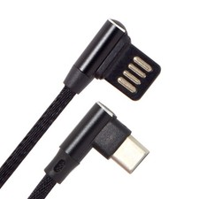 CY USB-C 3.1 Type-C to Left Right Angled 90 Degree USB 2.0 Data Cable Black