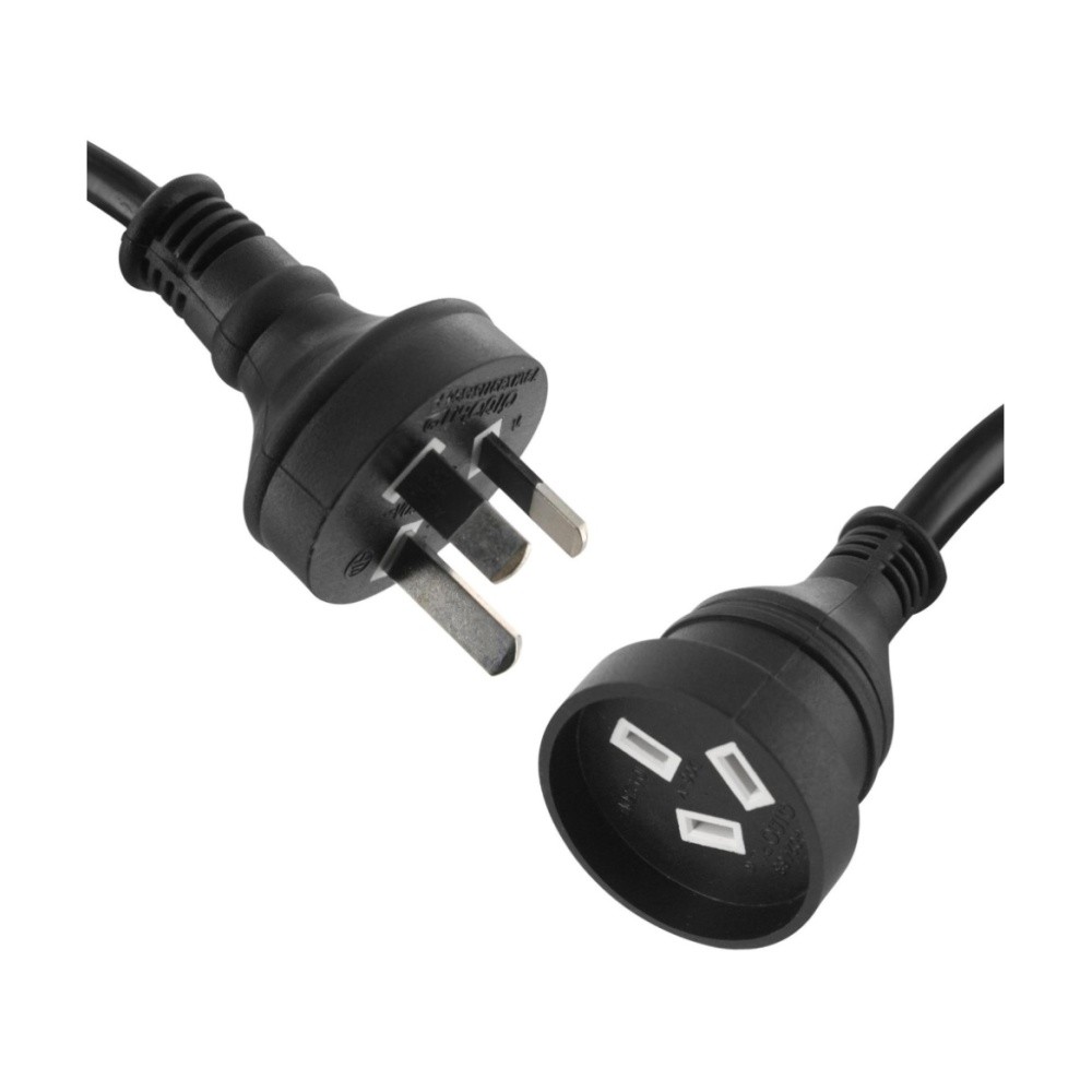 2x 2m Mains Power Extension Lead Cord Standard Australian AU 3-Pin Plug Black — image 5