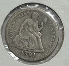 1891  SEATED LIBERTY SILVER DIME             FREE SHIP AND TRACKNG