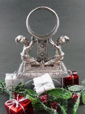 Playful ELVES - antique Figural Napkin Ring - Reed & Barton #1326