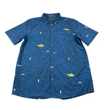 William Murray Blue Performance Ocean Submarine Button Front Size Large 