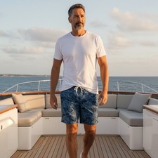 Fair Harbor Mens The Anchor Blue Palm Leaf Swim Shorts 8 Inch Inseam XXL