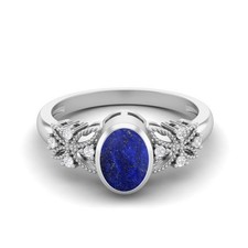 7x5MM Oval Lapis 925 Sterling Silver Solitaire Celtic Women Engagement Ring