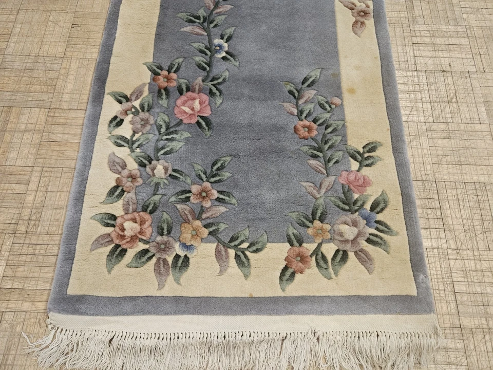 2.6x8 CHINESE RUG VINTAGE AUBUSSON PEKING AUTHENTIC 100% WOOL ORIENTAL RUG - Image 3 of 4