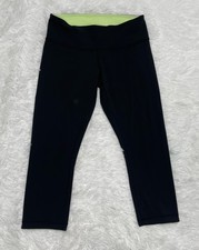 Lululemon Women  s Size 8 Capri Crop Black Leggings Pocket Mid Rise Yoga Gym